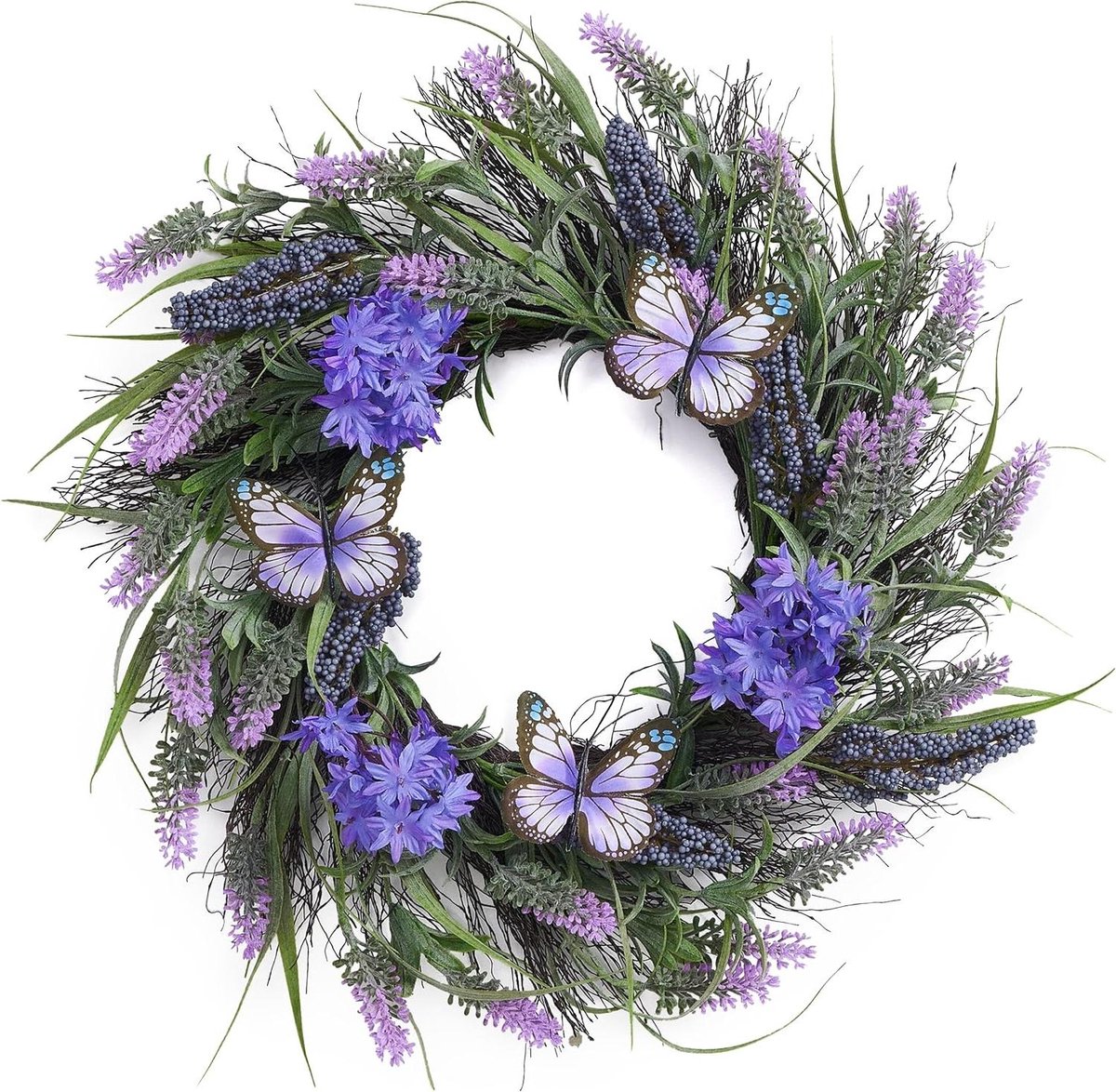Ronte - Lavendel Bloemkrans Ø 45cm voor Thuisdecoratie en Feesten - Lente Deurkrans voor Moederdag met Multi-Pack - Bruiloft Decoratie
