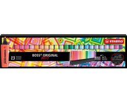 STABILO Boss Original Markeerstift deskset - ARTY 23 Stuks - 9 Standaard + 14 Pastel Kleuren