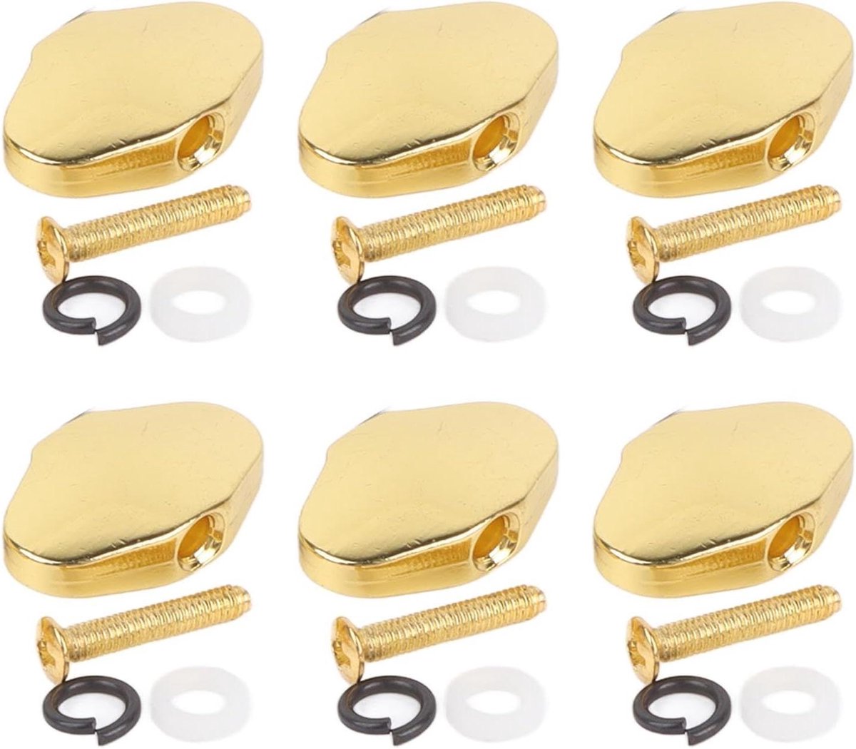 Ronte - Gitaar Tuning Machine Head Knoppen voor Elektrische Gitaar (Goud) - Set van 6 met Schroeven en Ringen