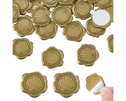 PH PandaHall 30 stuks zelfklevende lakzegelstickers voor trouwuitnodigingen, feestjes, schelpstickers, enveloppezegelstickers voor Kerstmis, Valentijnsdag, verjaardagen en scrapbooking (donker goudgeel)