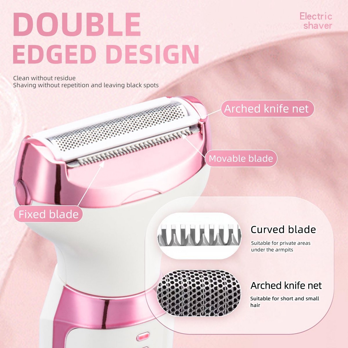 5-in-1 Elektrisch Epilator voor Vrouwen - Oplaadbare Bikinischaaf met Digitale Batterij-indicator - Verwisselbare Opzetstukken voor Gezicht, Lichaam en Intieme Zones - USB-C - Wit thumbnail 7