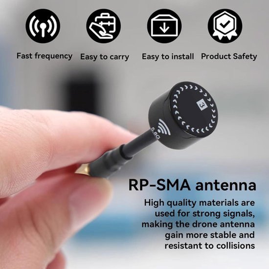 Antenne RHCP à Gain élevé 5.8Ghz 3dBi LHCP pour Accessoire de pièces FPV Racing Drone RC(SMA-Innennadel-2