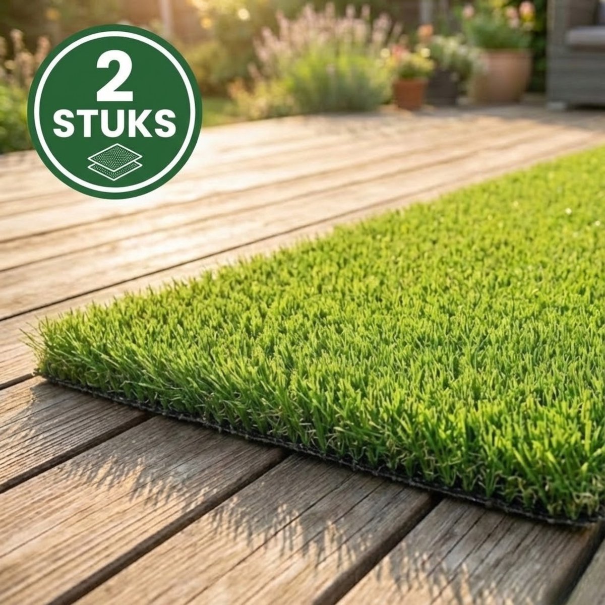 Niba® Kunstgras 2x1m - 2 stuks - 20mm hoog - Grastapijt voor Balkon, Camping & Deurmat