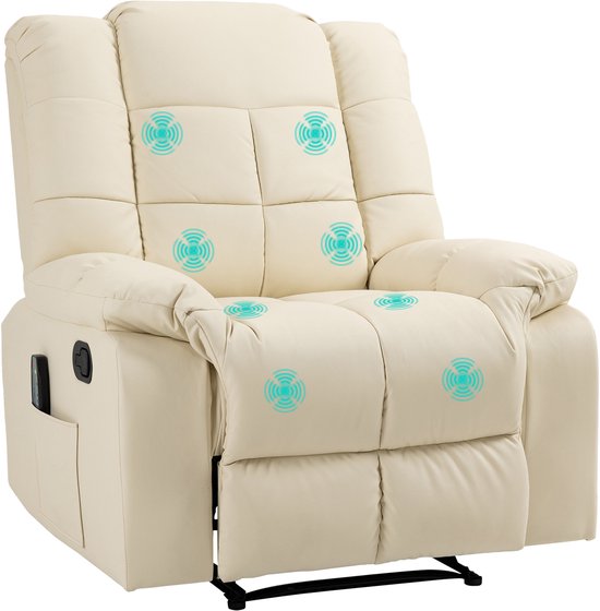 HOMCOM Massagestoel met 8 Vibratiepunten Crèmewit - HOMCOM - €344,99