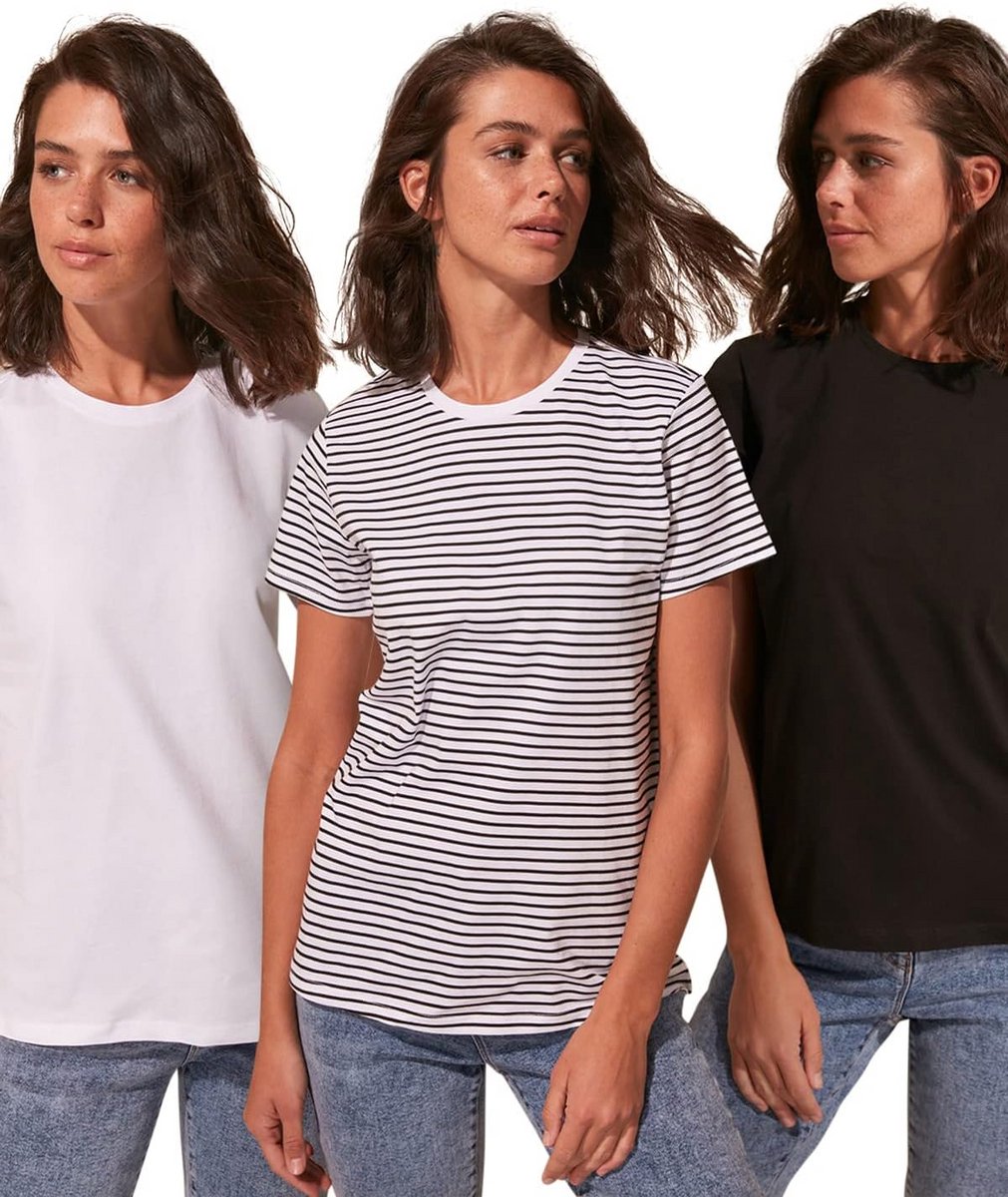 Dames T-shirt Set 3 Stuks - 100% Katoen Runde Kraag Basic T-shirt