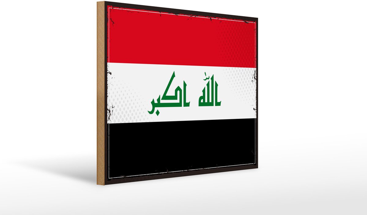 Holzschild Flagge Irak 40x30cm Retro Flag of Iraq