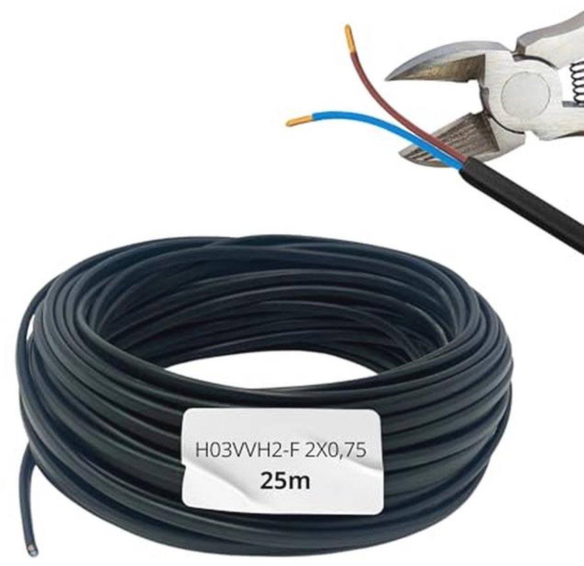 Elektrische Kabel 25 Meter 2 Draden 2 x 0,75 mm² PVC Dubbele Isolatie