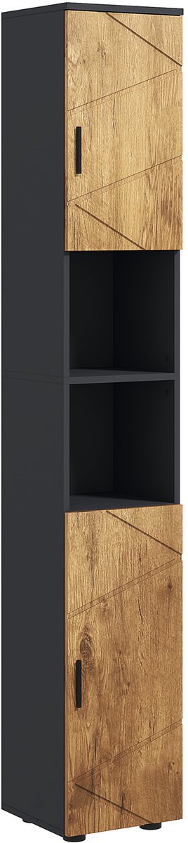 Kleankin Badkamerkast - Spaanplaat - 30x30x183cm - Eiken