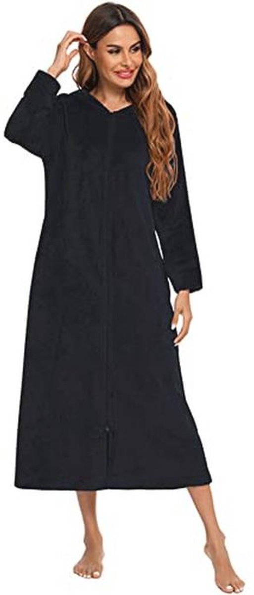 Dames Fleece Badjas met Rits – Zachte en Warme Pajama Loungewear