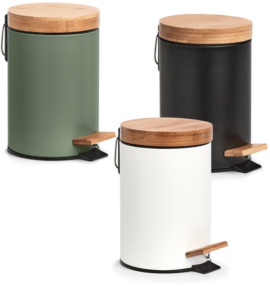 Zeller WC/Toiletborstel in houder - bamboe hout - zwart - H38 cm | Fun