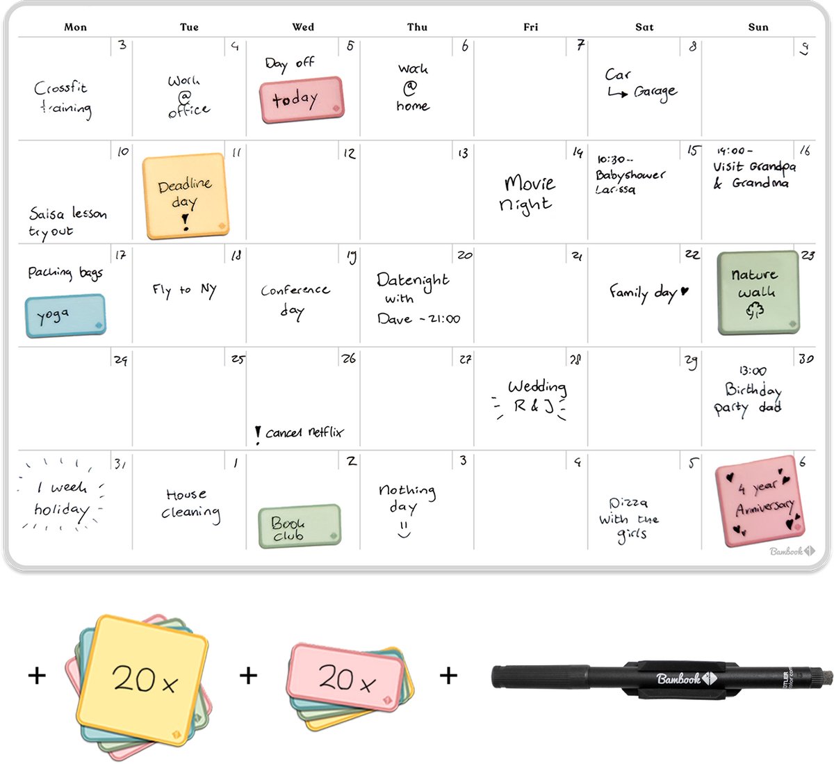 Sticky Whiteboard Starter Set - Monthly Planner