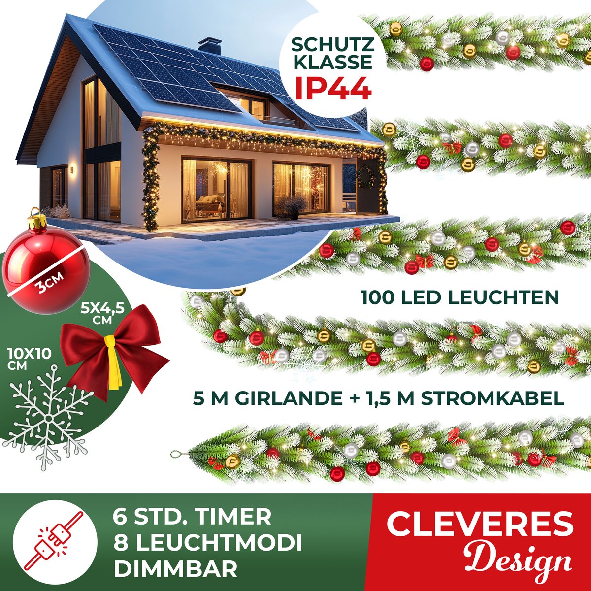 KESSER® Guirlande met verlichting - Kerstguirlande LED Kerstslinger Kerstversiering Kerstdecoratie – foto 5