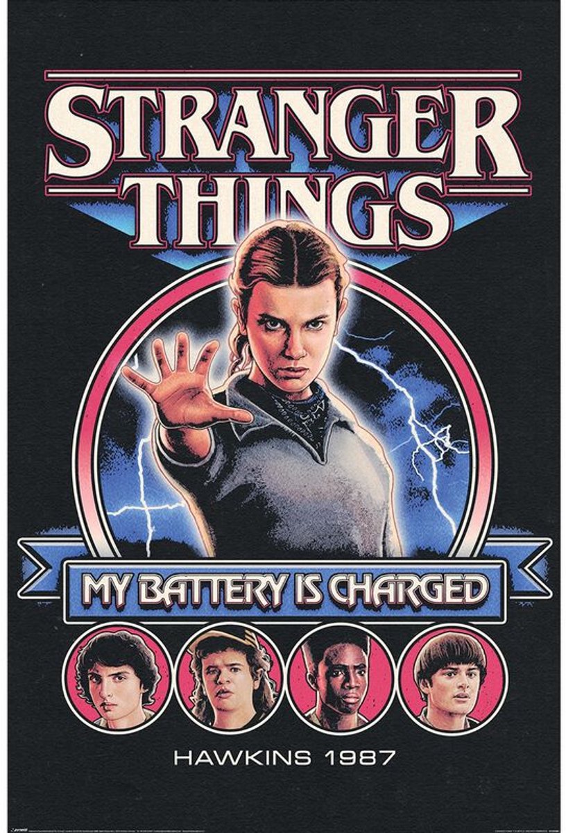 Stranger Things My Battery is Charged Unisex Poster - meerkleurig - Standard multicolor