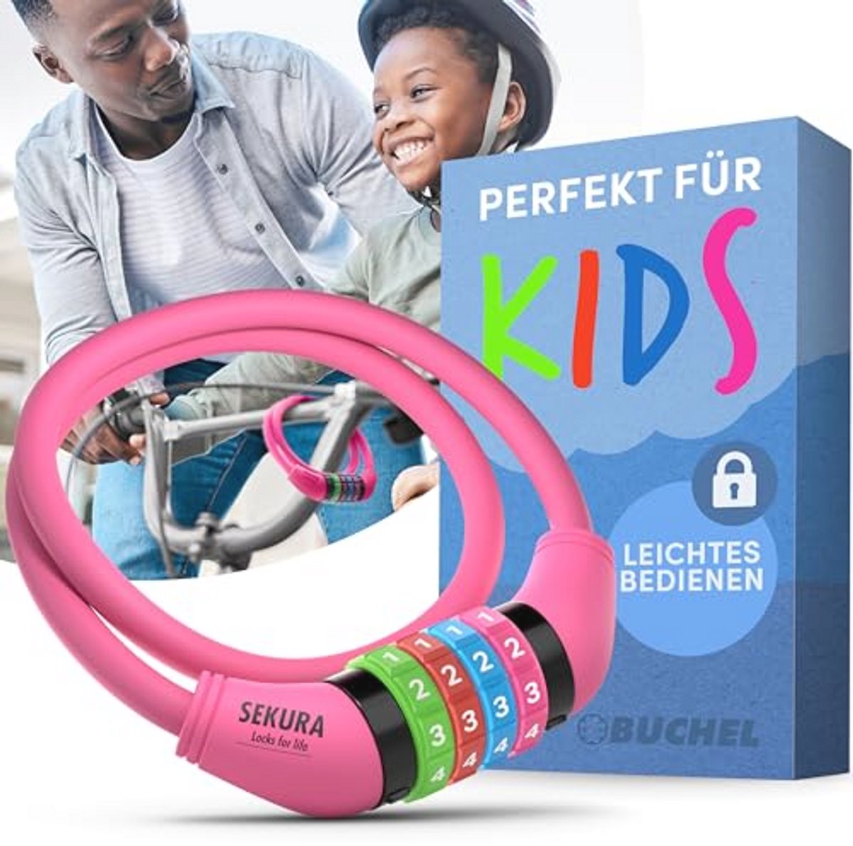 Kleurrijk Sleutelloos Combinatiefietsslot voor Kinderen - Kinderfietsaccessoires