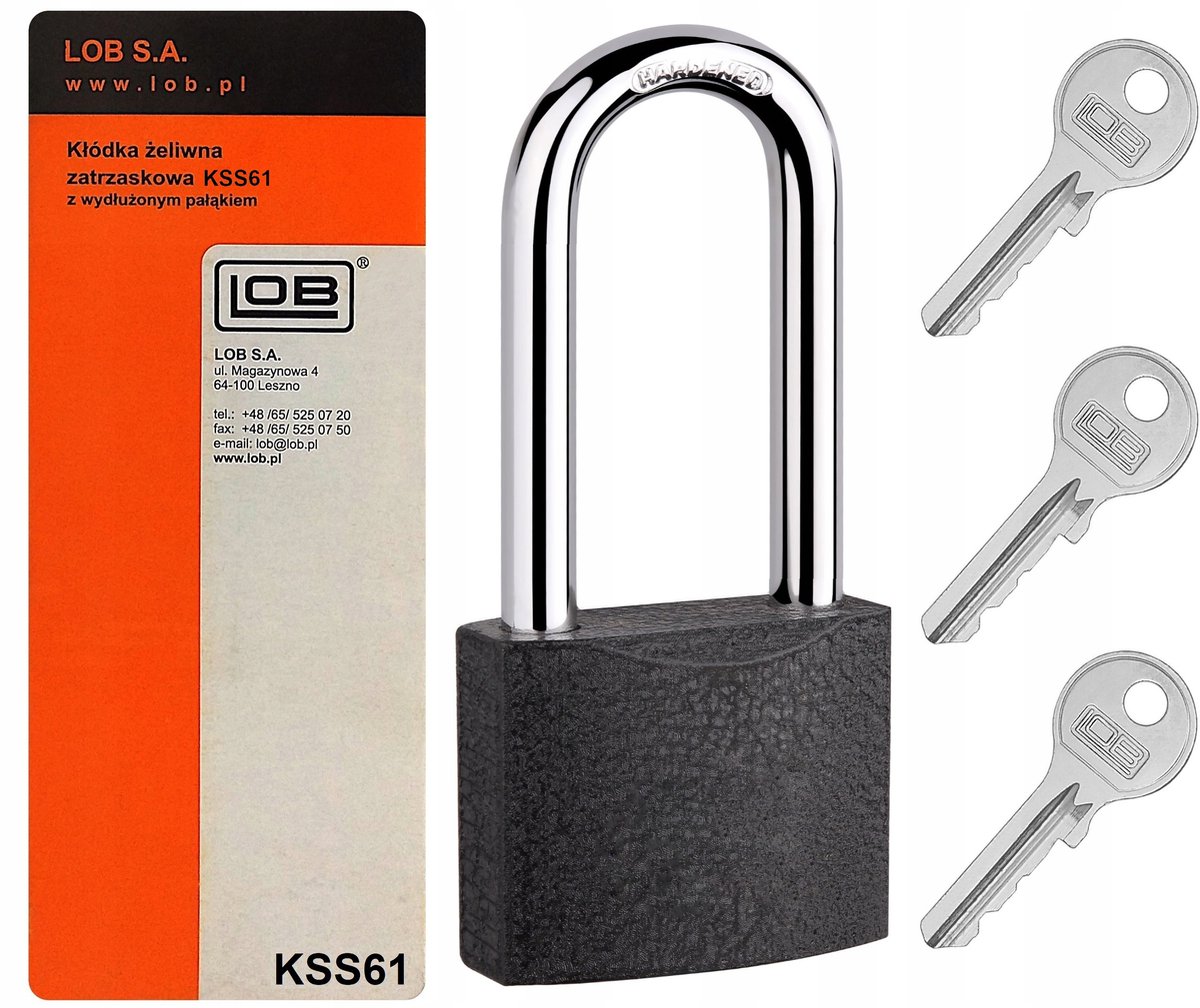 Lob KSS61 Gietijzeren Hangslot met Verlengde Beugel