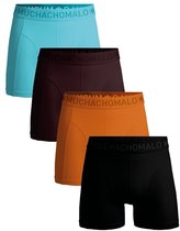 Vier Muchachomalo boxershorts in zwart, oranje, bruin en blauw.