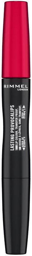 Rimmel London Lasting Provocalips lipstick in donkerroze met zwarte huls en rode dop.