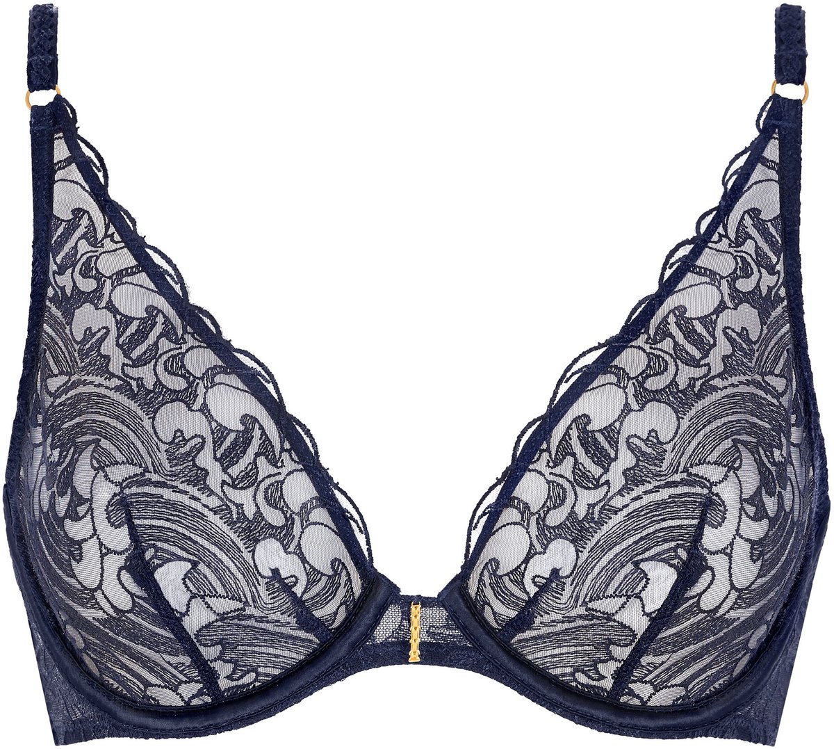 Aubade Satin Memories Triangel Beugel Bh 5CN12 Deep Sea - maat EU 75F / FR Blauw