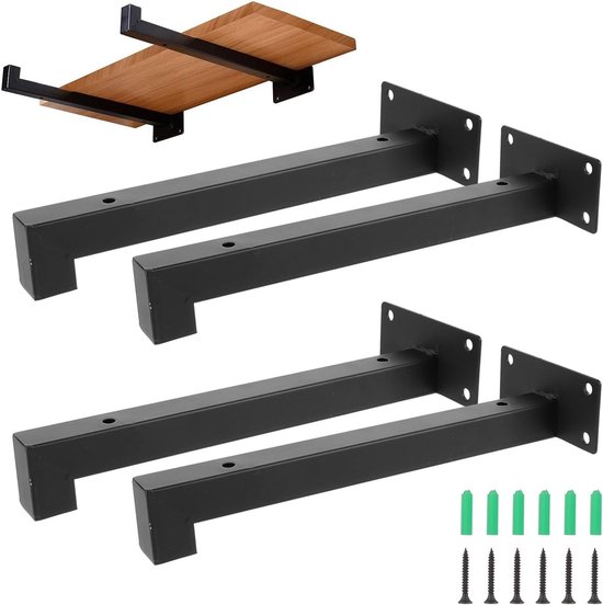 4 stuks zwevende plankhouders, driehoekige vorm, metalen plankdragers, verborgen plankhouders