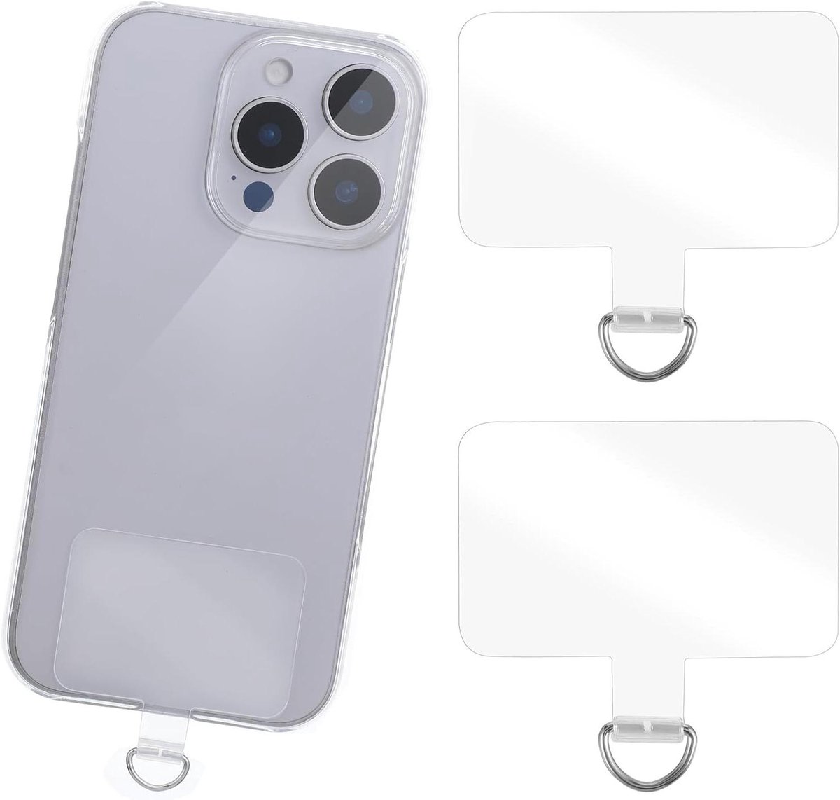 Cosensi - Set van 2 telefoonkoorden met universele pads - Multifunctioneel en ultradun - Transparant - Geschikt voor de meeste smartphones
