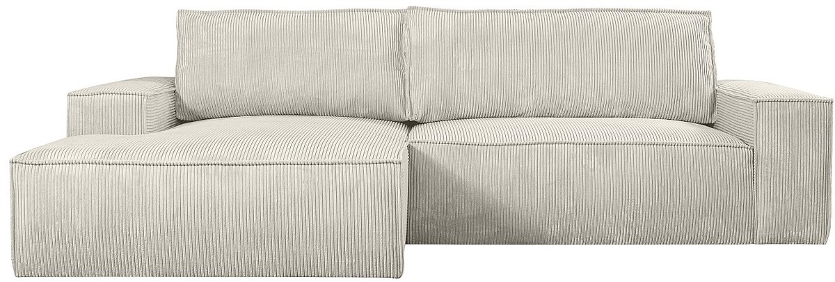 Vente-unique Hoekslaapbank - Ribfluweel - Beige - linkerhoek - AMELIA van