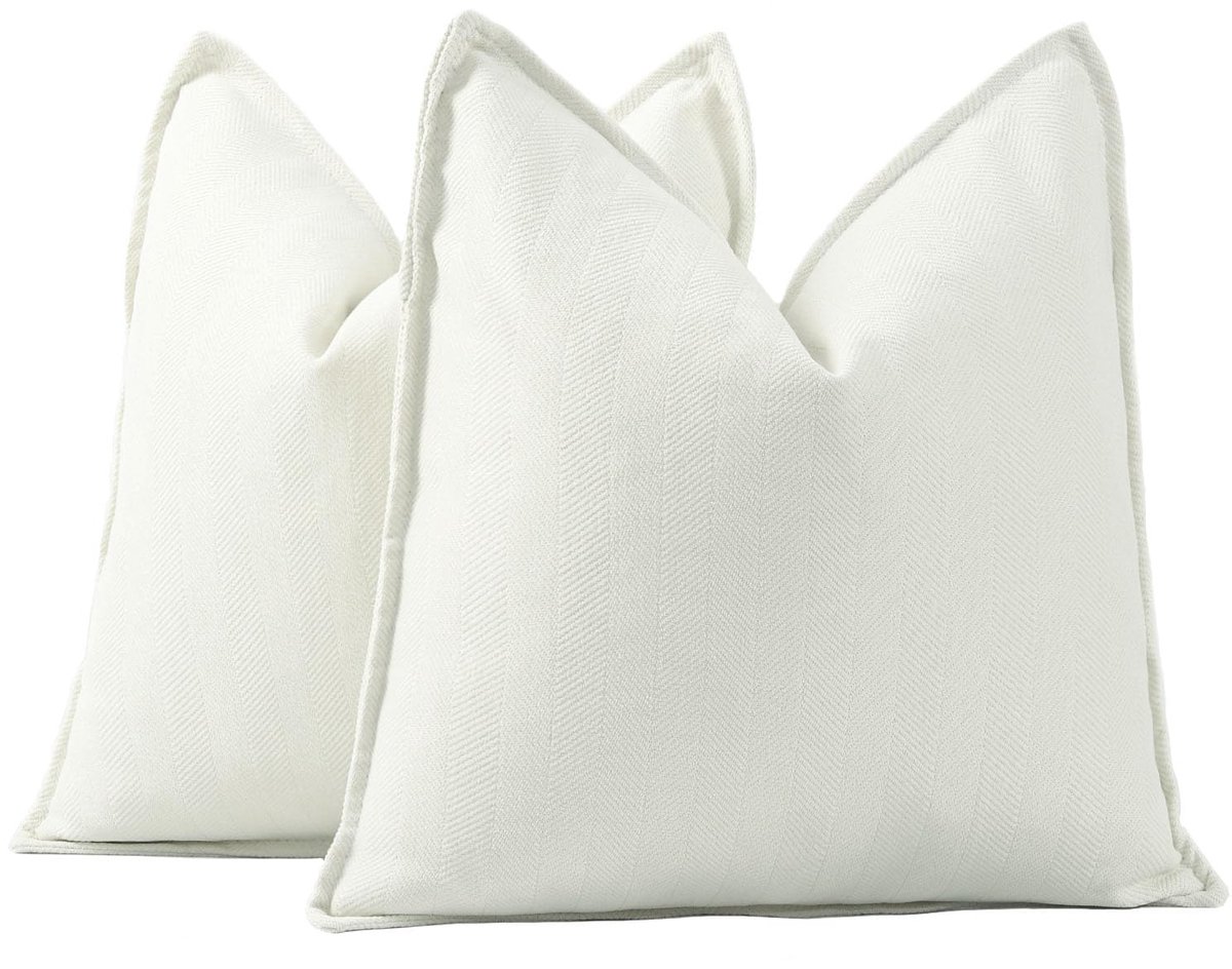 Unyqoos Set van twee stijlvolle witte chenille kussenhoezen met franjes voor bank en slaapkamer