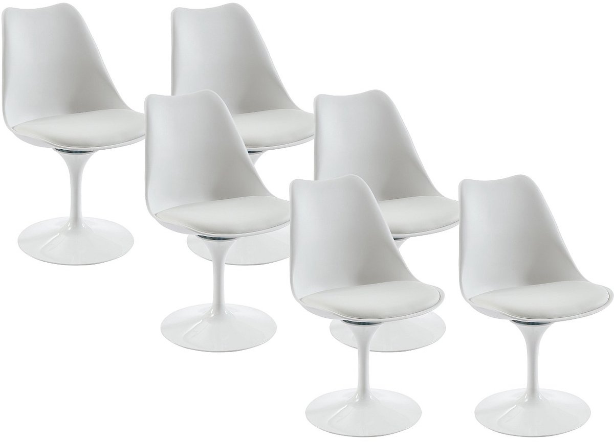 Vente-unique Set van 6 draaibare stoelen van polypropyleen, stof en staal - Wit - XAFY