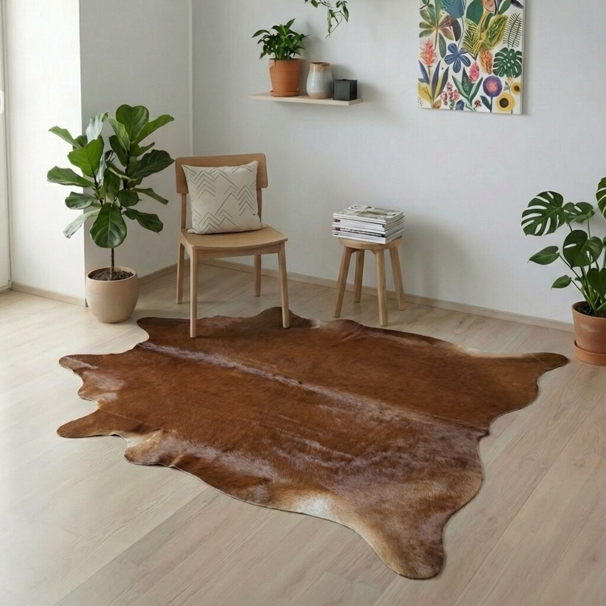 Koeienhuid Vloerkleed - Effen / Solid / 0139 - 219 x 203 cm - Koeienkleed / Koeienvel / Dierenvel / Dierenhuid / Koehuid Tapijt