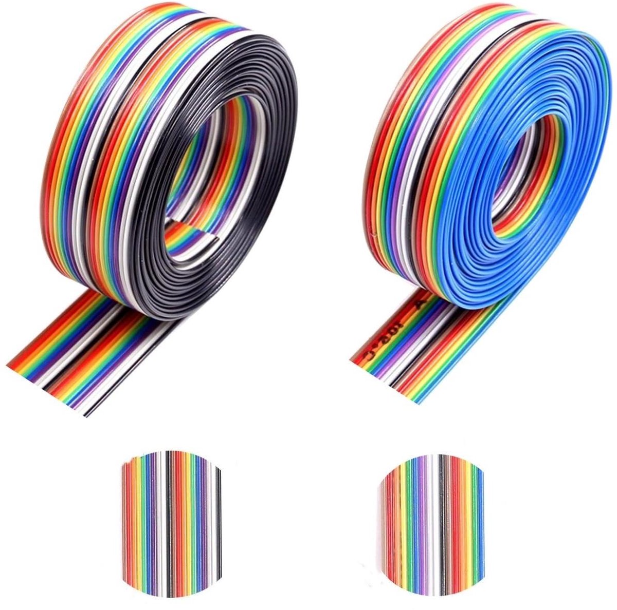 Cosensi - Lintkabel 16/20 IDC pinnen, 1,27 mm, regenboogkleur, platte kabel 6m