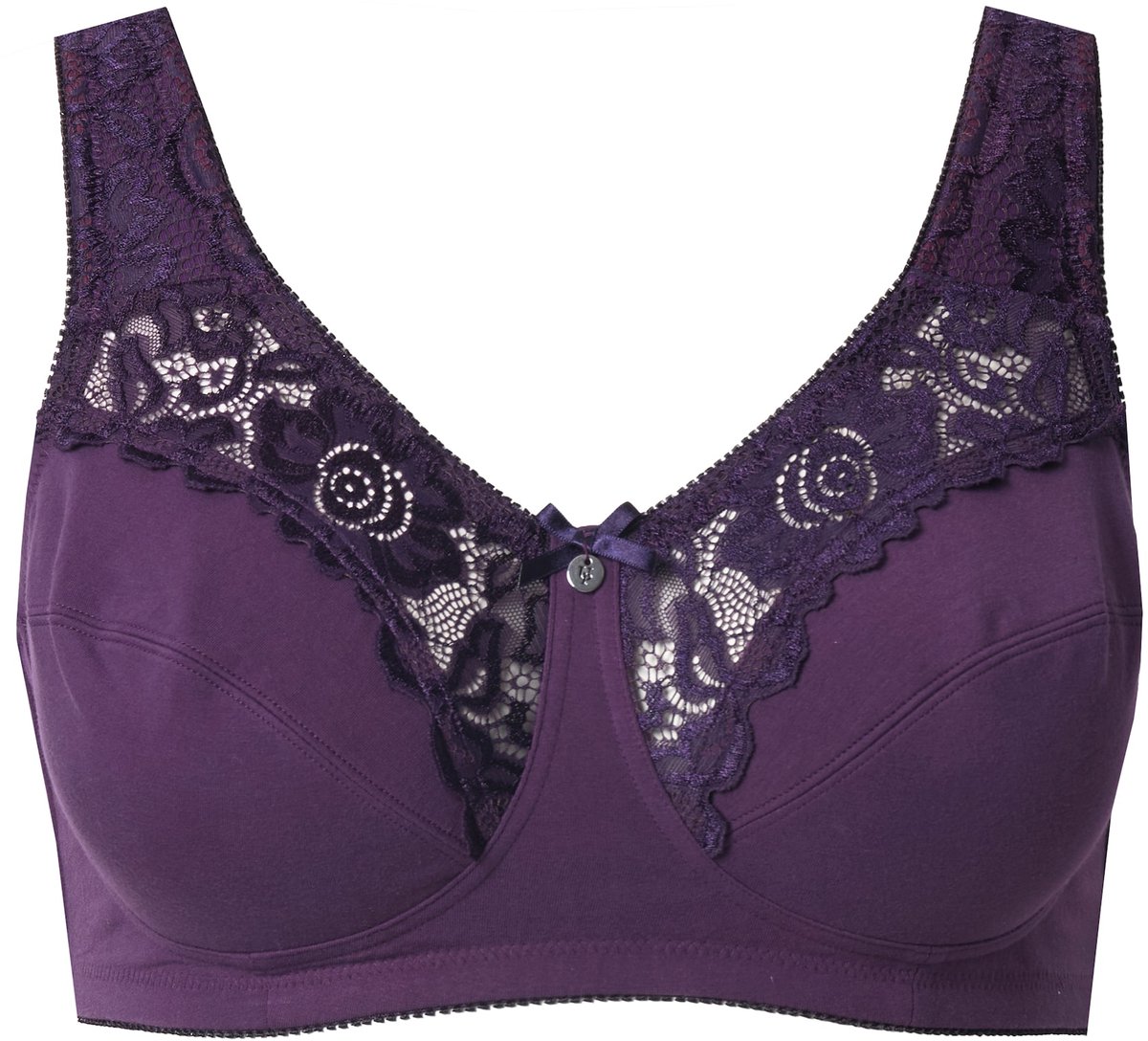 Ulla Popken Dames - Kelly steun beha kant zonder beugel - Aubergine