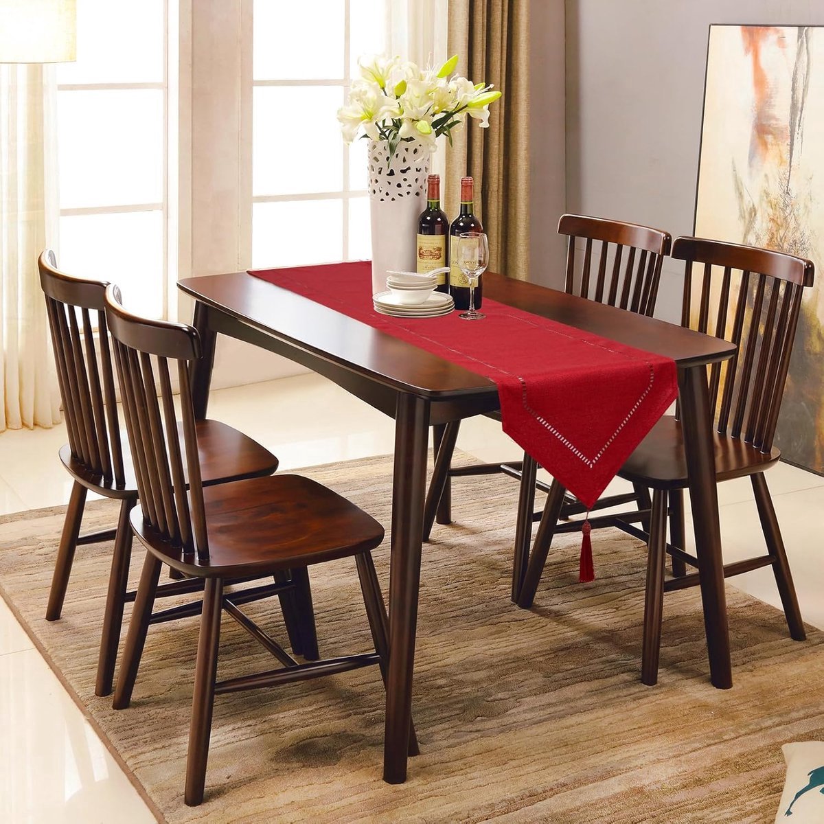 Stunq® Linnen Tafelloper Rood, 32 x 220 cm - Premium Kwaliteit voor Elke Tafel