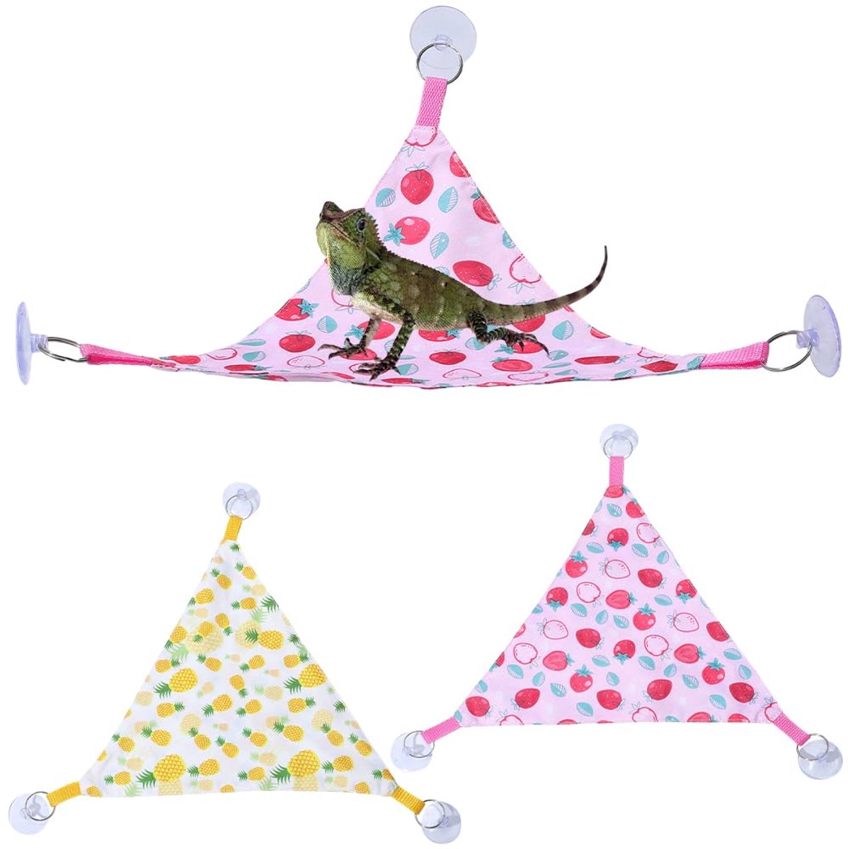2 stuks 2 stijlen hagedis hangmat geel roze polyester ananas appels patronen reptiel baardagaam klimbed rust ligstoel hangmatten accessoires voor kameleon slangen lguana gekko's