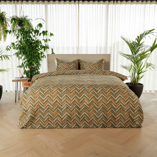 Kayori Dai Dekbedovertrek Katoen - 260x200-220 +2 slopen - Lits-jumeaux - Uniek Dessin - Groen