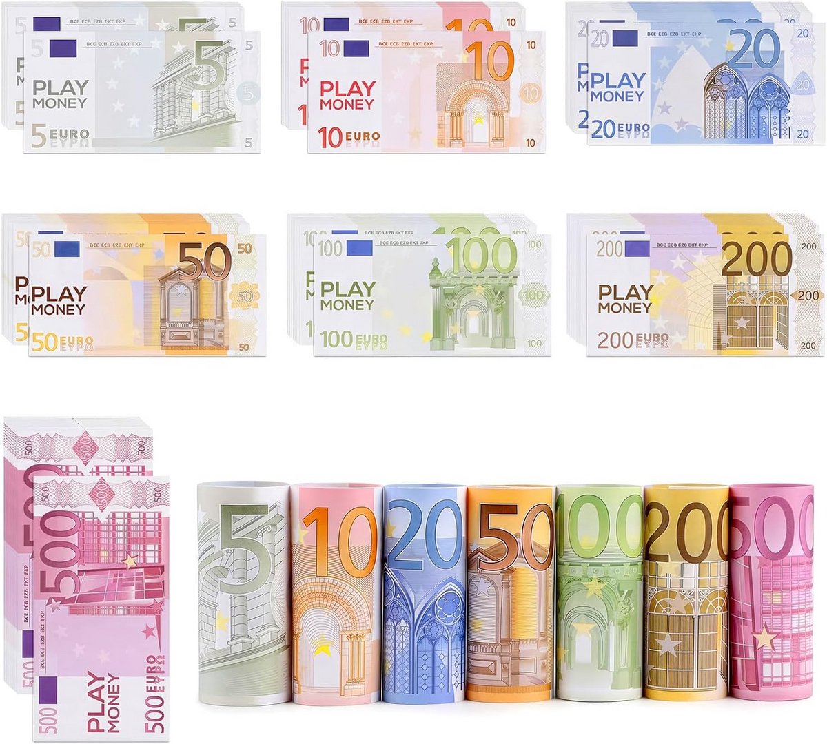 Speelgeld Euro Set: 105 Bankbiljetten voor Kinderen - Educatief Speelgoed voor Winkel en Schoolspel