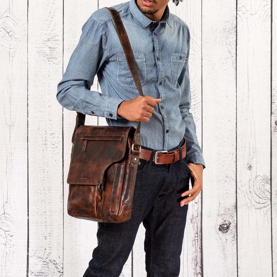 Schoudertas, echt leder LEABAGS Model Messenger