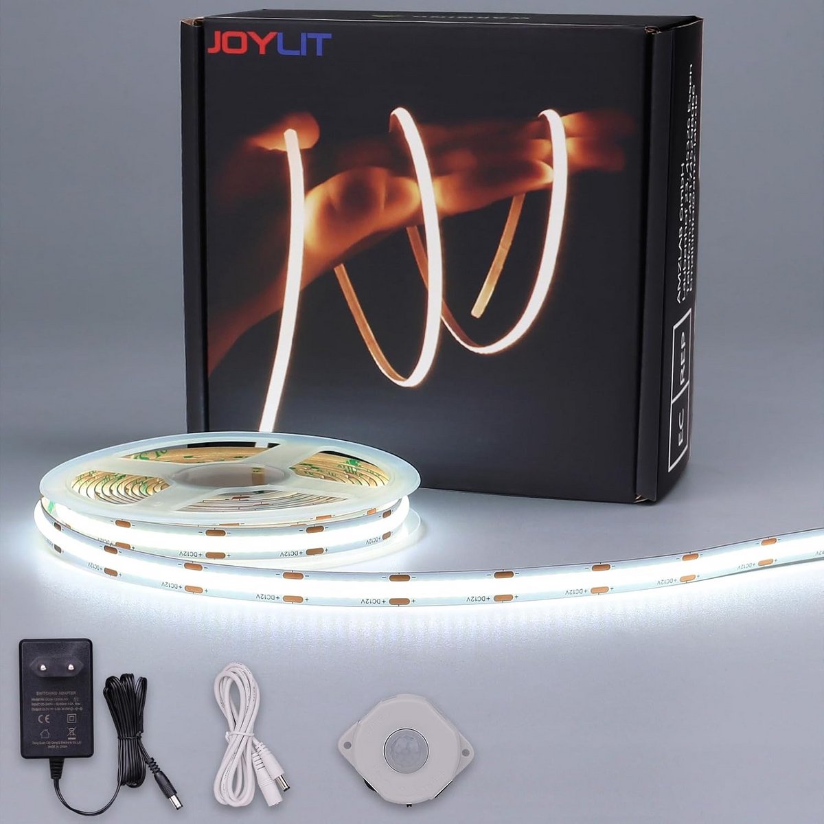 LED Strip met Bewegingsmelder 5 Meter - 12V COB Koud Wit Licht - Zelfklevend voor Kast, Keuken en Trap