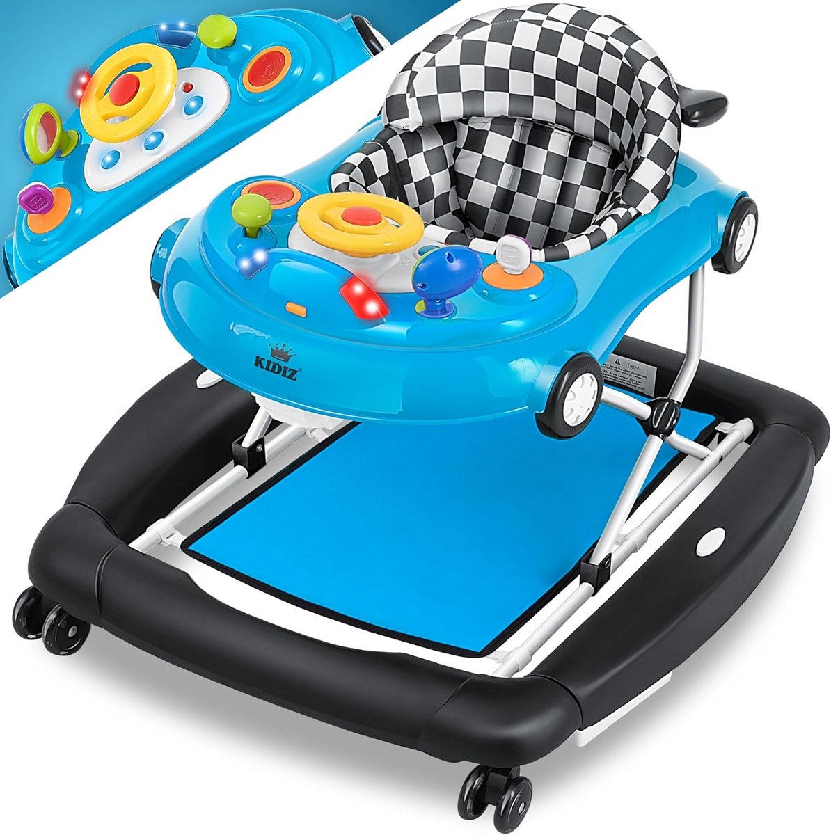 4-in-1 Multifunctionele Baby Loopwagen met Schommel-, Speel- en Eetfunctie