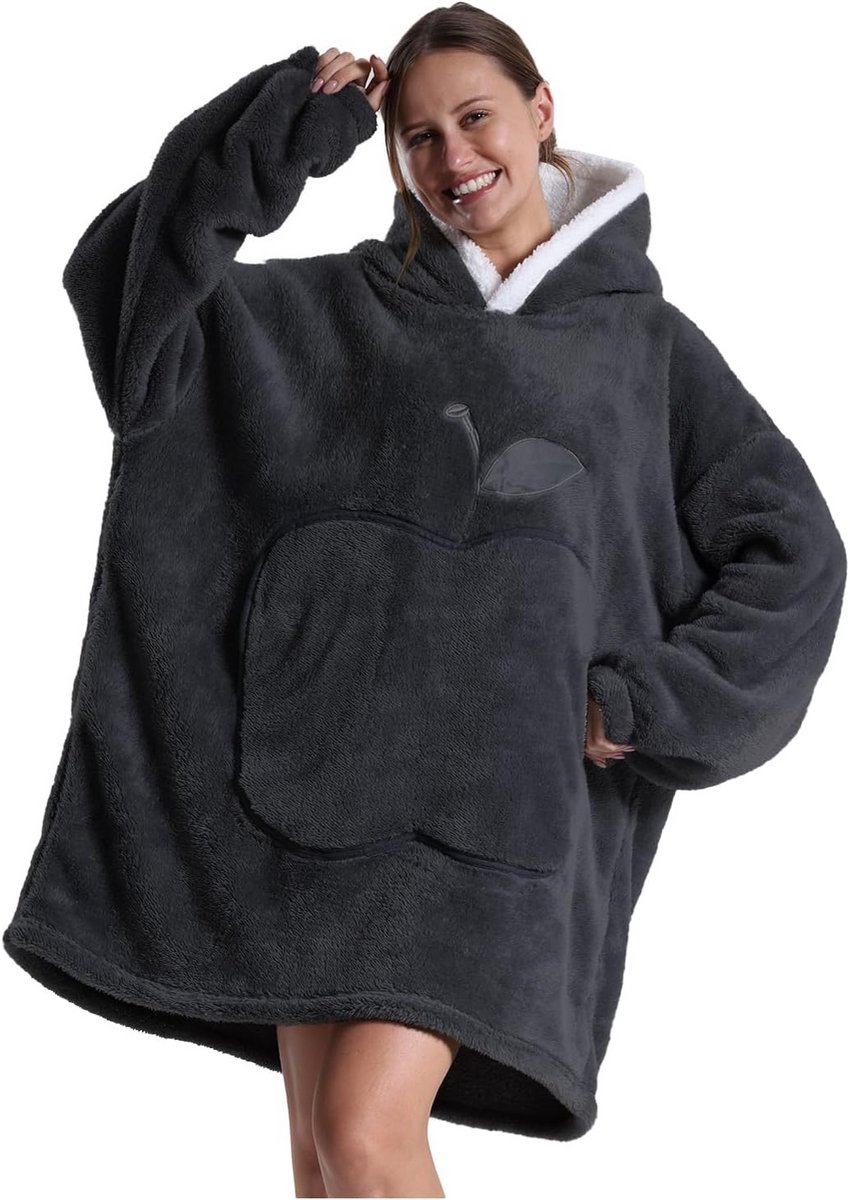 Extra Lange Hoodie Deken voor Mannen en Vrouwen - Super Zachte Flanellen Omslagdoek