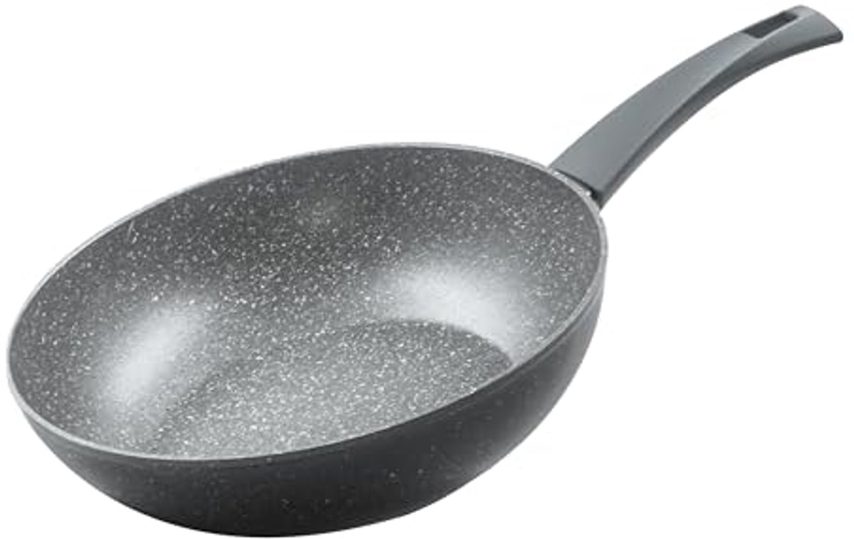 Inductie Wokpan 28 cm - Antiaanbaklaag - Harde Steen Grijs