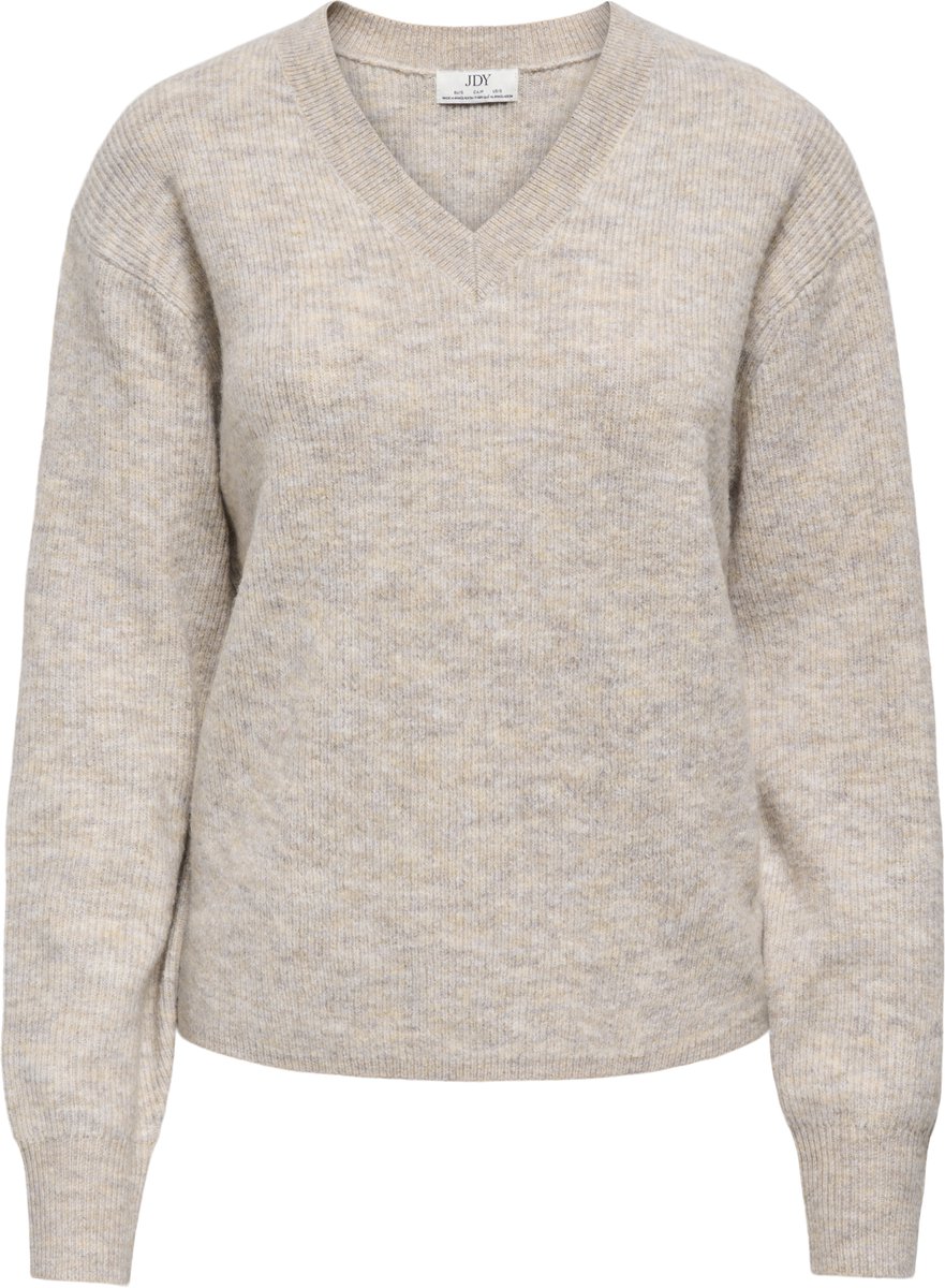Jacqueline de Yong Trui Jdylumi Life L/s V-neck Pullover Kn 15372131 Humus/melange Dames Maat - M