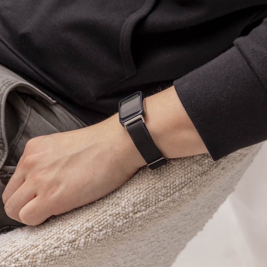 Bracelet élastique en nylon Strap-it - compatible avec les Huawei Band 8 / Band 9 / Band 10 (noir)