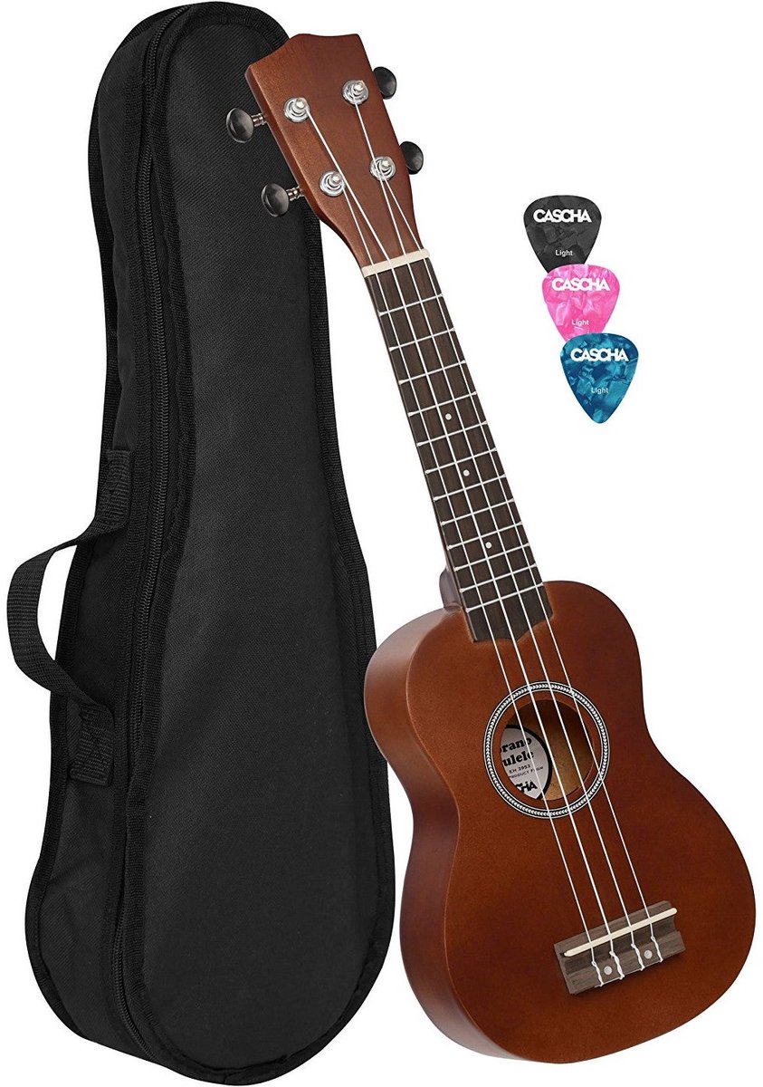 Cascha EH 3953 sopraan ukelele met tas en plectra