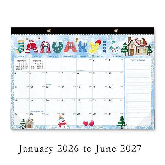 Wandkalender 2026 – Groot Jaarkalender Met Maand- En Weekoverzicht, Blauw (75x53 Cm)