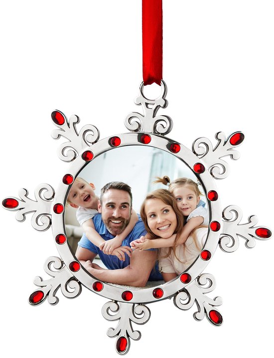 2 Stuks Sneeuwvlok Fotolijst Hanger Kerst Fotoornament Fotolijst Kerst