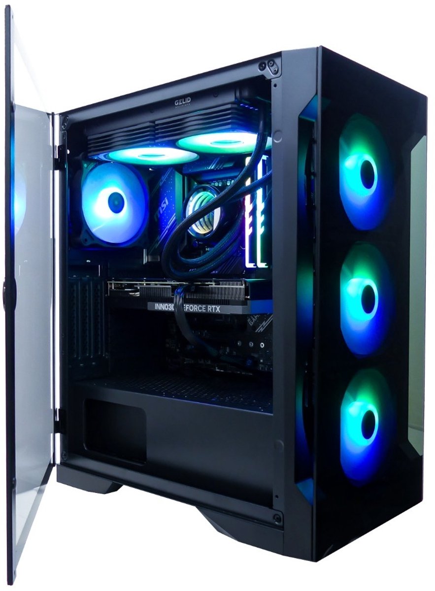Ryzen 9 5950X Game PC|RTX 5070|2TB|64GB|Waterkoeling - 16-Cores@4.9 TURBO - Met 240mm Liquid Cooler en Magneetdeur - WiFi 6 / Bluetooth 5.4 - Windows 11 PRO - Gamdias Talos E2 Elite