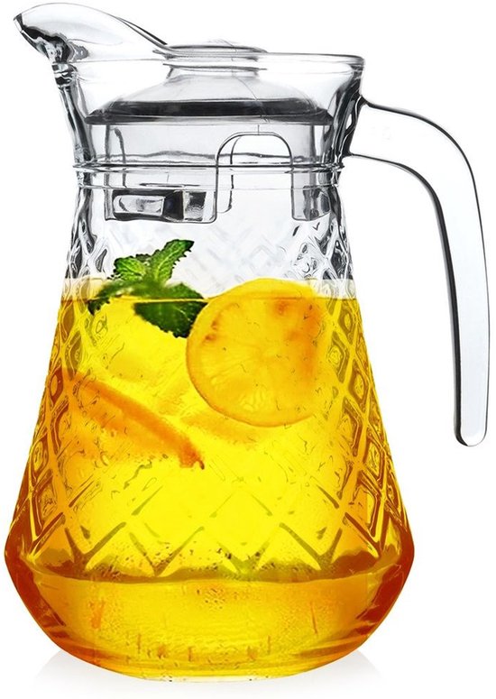Carafe Glas avec Couvercle 1,4 l - Carafe - Carafe à eau pour eau fruitée - Carafe à eau - Carafe à boire