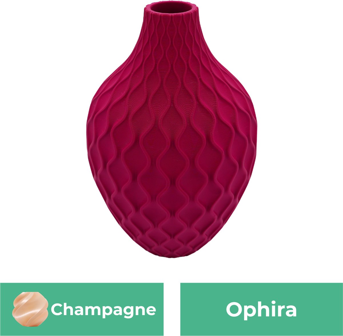 Lovora Ophira moderne vaas – Decoratieve vaas - Champagne - 3d geprinte vaas – geschikt voor droogbloemen - 20CM