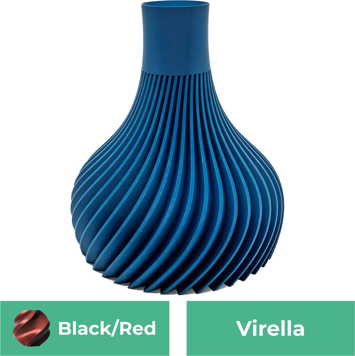 Lovora Virella moderne vaas – Decoratieve vaas - Zwart / Rood - 3d geprinte vaas – geschikt voor droogbloemen - 25CM
