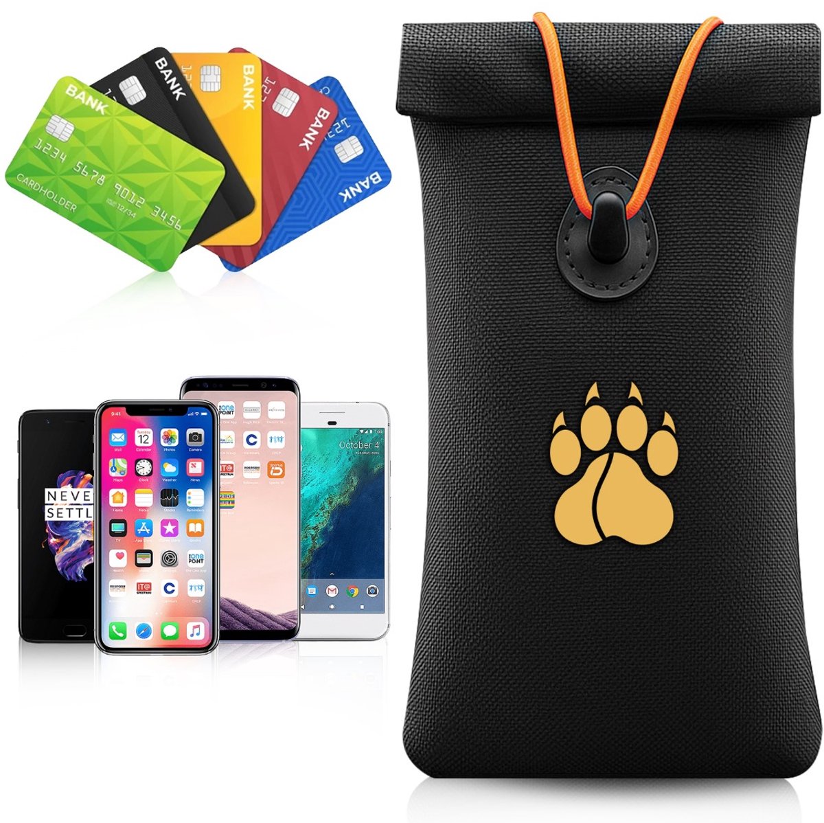 Necessitas RFID & Signaalblokker Hoesje - Faraday Bag voor Autosleutels & Smartphones - Anti-Diefstal - Blokkeert GPS, Wifi, GSM & Keyless Go - Meerdere Lagen