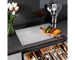 KitchenArt - Urban Grey - Inductie Beschermer - 71x52 cm - Kookplaat Beschermer - Luxe Afdekplaat Inductieplaat - Anti-slip & Oprolbaar - Beschermmat Inductiekookplaat